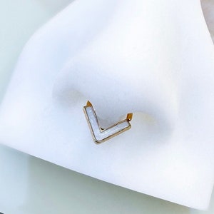 Gold Hoop White Opal Stone for Daith, Septum, and Cartilage. 16 Gauge. 8mm.