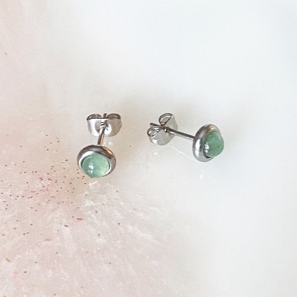 Jade Stone Stud Earrings