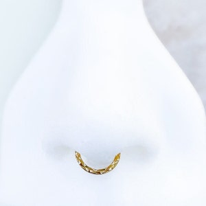 Titanium Gold Embossed Textured Clicker for Daith, Septum and Cartilage. 16G. 6mm, 8mm or 10mm.