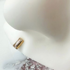 Titanium Gold Crystal Baguette Labret, 16G.  8mm or 6mm. Medusa, Tragus, Conch, Flat, and Cartilage piercings.