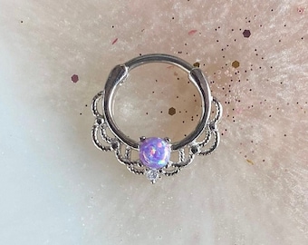 Purple Opal Clicker for Septum or Daith 16G | 3/8” 10mm