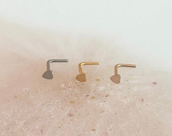 Anello per il naso a forma di cuore 20G / 1/4” Argento, Oro, Oro rosa Anello per il naso a forma di cuore