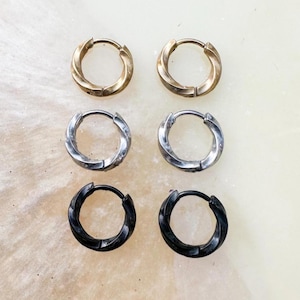 Titanium Braided Hoop Earrings. Braided Hoops. Gold, Silver, or Black.