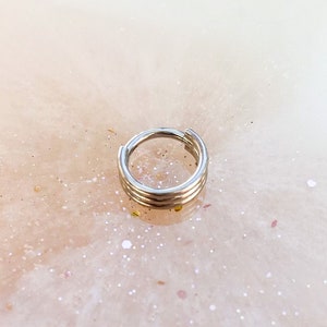Implant Grade Titanium silver layered stacked hoop Clicker for Septum, Daith, Conch, Lip, and Cartilage piercings 16G | 5/16” or 3/8”.