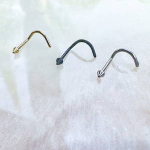 Titanium Spike Nose Ring Stud in Silver, Gold, or Black. 20G or 18G.