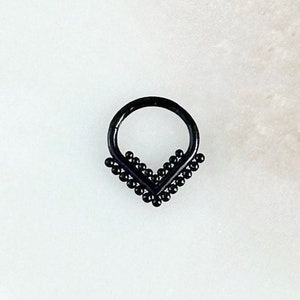 Implant Grade Titanium Black Beaded Septum \ Daith Clicker. 16G. 10mm or 8mm.