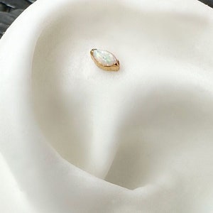 Implant Grade Titanium Gold Opal Marquise Labret. Threadless. 20G, 18G, 16G.  For Medusa, Cartilage, Monroe, Nostril, & Lobe piercings.