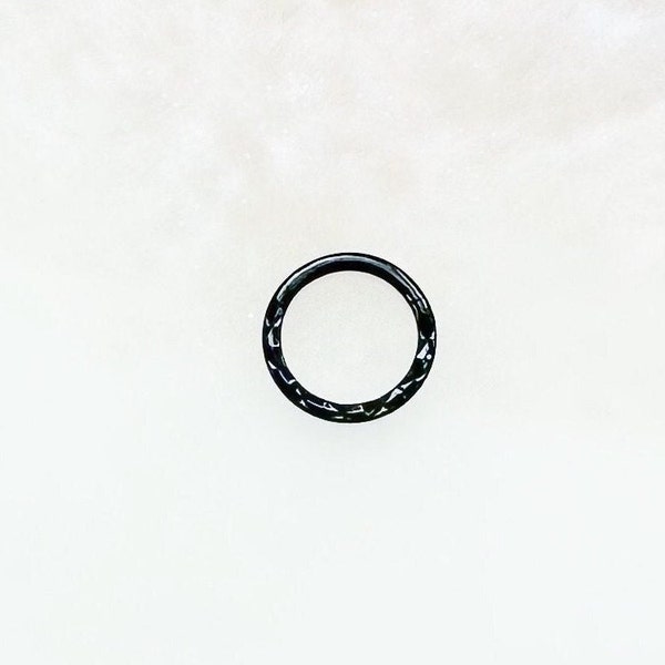 Titanium Black Embossed Textured Clicker for Daith, Septum and Cartilage. 16G. 6mm, 8mm or 10mm.