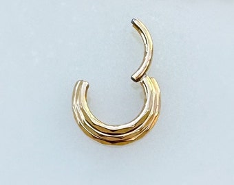 Titanium Thick Gold Layered Clicker for Septum, Daith, and Cartilage piercings. 16G. 8mm or 10mm.