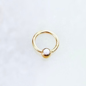 Gold Opal Clicker for Daith, Septum and Cartilage piercings. 16 Gauge or 18 Gauge. 8mm or 10mm.