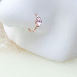 Rosegold and Light Pink Marquise Crystal Nose / Cartilage Hoop. 20G. 8mm.