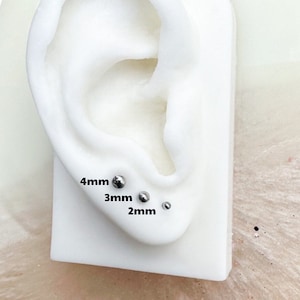 Pair of Implant Grade Titanium Silver Ball Studs. Stud Earrings. 2mm, 3mm, or 4mm.