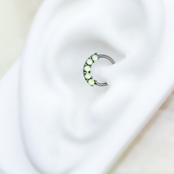 16 G, Anello Per Setto Nasale, Setto Clicker Daith, Cartilagine, Daith Conch Helix, Trago, Opale, Daith, Piercing In Acciaio Chirurgico 316L, Acciaio Inossidabile - Foto 4