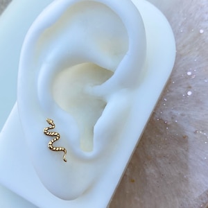 Implant Grade Titanium Gold Schlange Schlange Labret. Fadenlos. (Push-In). Für Ohrläppchen, Knorpel, Tragus, Wohnung, Helix, und Nase.