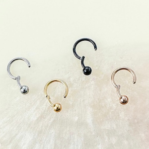 Titanium Fixed Bead Ball Clicker in Gold, Rose Gold, Black or Silver for Daith, Septum, and Cartilage. 16G or 18G. 8mm or 10mm.