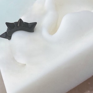 Black Spike Huggie Hoops. Spike Earrings.