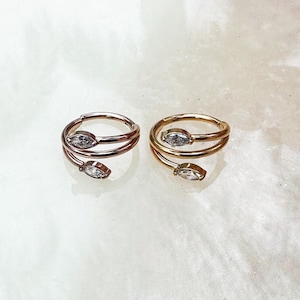 Titanium Gold \ Rosegold Marquise Crystal Conch / Helix Layered Clicker. 16G. 10mm or 8mm.
