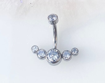 Titanium Crystal Blingy Belly Ring 14 Gauge 3/8” nickel free.