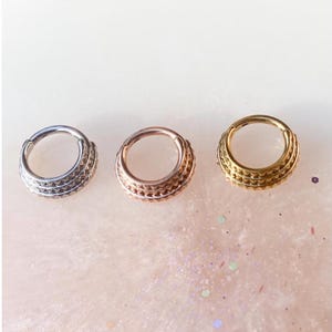 Implant Grade Titanium layered clicker for septum, daith, conch, or lobe. Rosegold, Gold, Silver. 16G / 5/16”