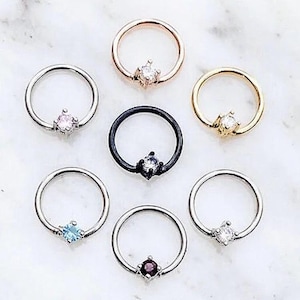 Crystal Captive Bead Hoop for Septum, Daith, or Cartilage piercings.