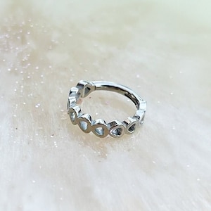 Silver Heart Clicker  for Septum, Daith, Helix, Conch, and Cartilage piercings. 16G. 8mm or 10mm.