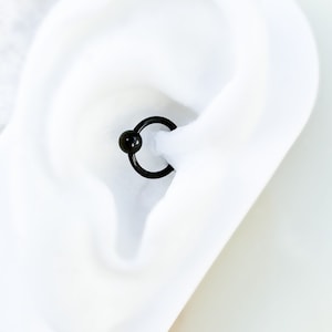 Black Titanium Fixed Ball Clicker for Septum, Daith, and Cartilage. 8mm or 10mm. 16G or 18G.