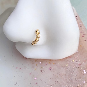 20G Blume Kristall Gold oder Rosegold 6 mm bis 8 mm Nasenring für Nasenloch, Knorpel oder Muschel.