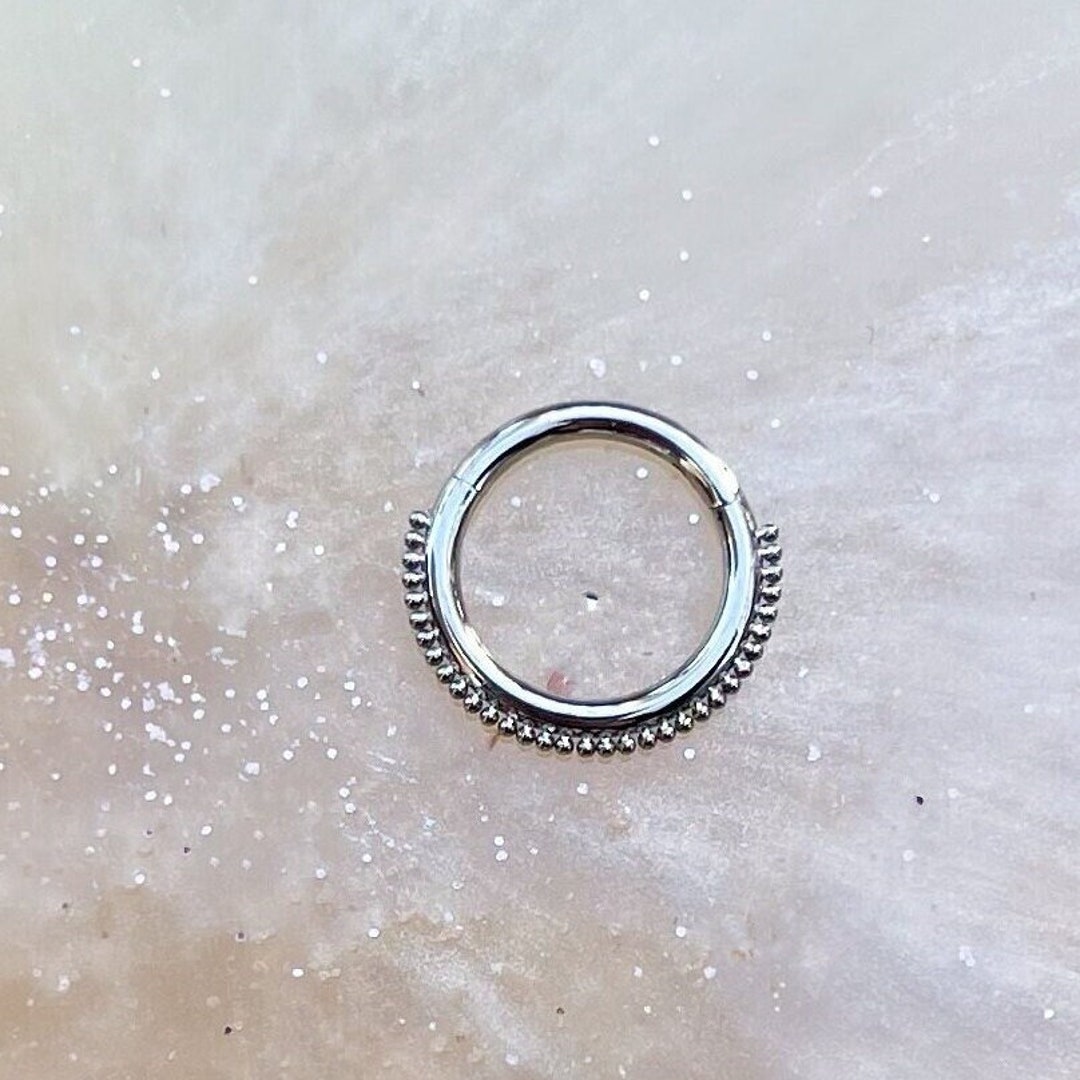 Silver Clicker Titanium Silver Beaded Clicker Suitable for Septum, Daith, Conch, Helix ...