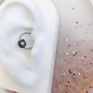 Rose Flower Septum Hoop for Septum, Daith, Cartilage, Conch, and Helix piercings. 16G.
