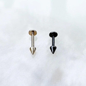 Titanium Gold or Black Spike Labret. 16G. 6mm or 8mm. For Conch, Monroe, Cartilage, Helix, Flat and Medusa piercings.