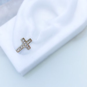 Gold Cross Earrings. Gold Cross Studs. Cross Earrings.
