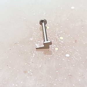 Threadless Titanium Lightning Bolt Labret in 16G and 3/8”, 5/16”, or 1/4” for Medusa, Monroe, Cartilage, Flat, and Tragus  piercings.
