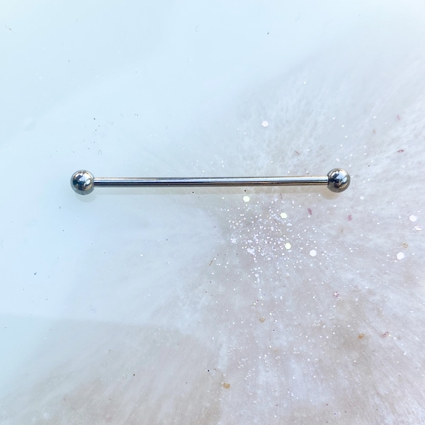 Titanium Industrial Barbell. Internally Threaded. 14 Gauge. 1.5”.