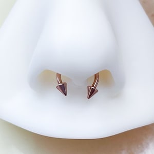 Rose Gold Spike Horseshoe for Septum, Daith, and Cartilage. 16G or 14G. 8mm or 10mm.