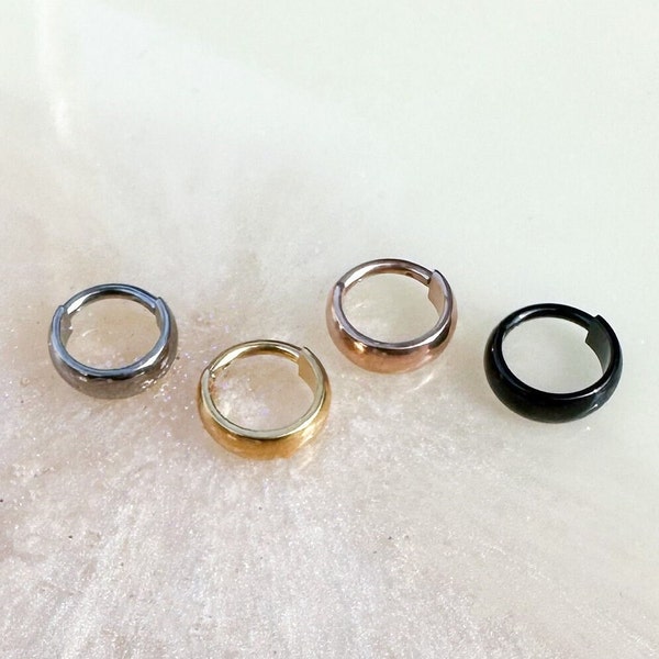 Titanium Wide / Thick Dome Clicker for Septum, Daith, Conch, or Cartilage piercings. Black, Gold, Silver, Rosegold. 16G. 8mm or 10mm.