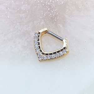 Titanium Gold and Black Crystal Septum and Daith Clicker. 16G. 8mm.