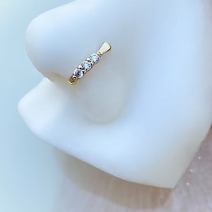 Implant Grade Titanium Gold Bar Nose Ring. 20G. 1/4”.