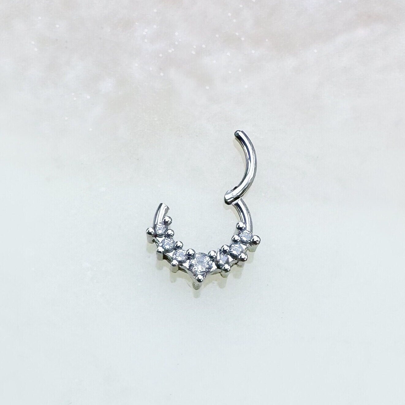 Silver Clicker Silver Titanium Crystal Clicker for Septum, Daith, and Cartilage. 16G ...