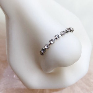 Silver Nose Chain. Crystal Piercing Chain Connecter.