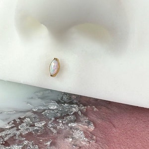 Implant Grade Titanium Gold Opal Marquise Labret. Threadless. 20G, 18G, 16G.  For Medusa, Cartilage, Monroe, Nostril, & Lobe piercings.