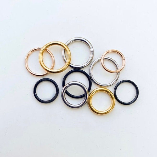 Hinged Hoop Clicker for Septum, Nostril, Daith, and Cartilage Piercings.