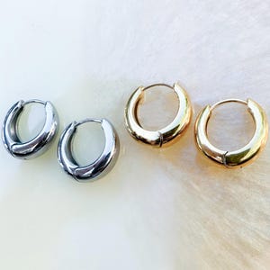 Chunky Gold or Silver Hoop Earrings.