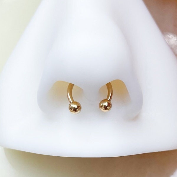 Gold Ball Horseshoe for Septum, Daith, or Cartilage. 18G, 16G, or 14G. 8mm or 10mm.