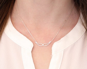 Sterling Silver Angel Wings Necklace: Fairy Jewelry Gift