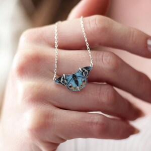 Blue Butterfly Necklace: Sterling Silver Pendant, Entomologist Gift