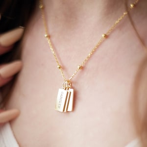 Personalized Sterling Silver Name Tag Necklace: Multiple Bar Pendant