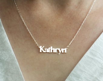 Block Name Necklace, Block Letter Name Necklace, Personalized Necklace, Personalized Gifts, Personalized Jewelry, Dainty Name Necklace