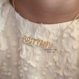 Glitter Enamel Name Necklace: Sterling Silver Personalized Jewelry