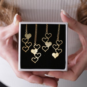 Sterling Silver Interlocking Hearts Necklace Set: Personalized Sisterhood Jewelry