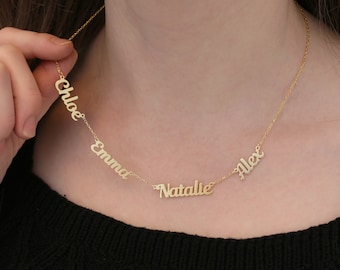 Custom Sterling Silver Multiple Name Necklace - Personalized Family Gift